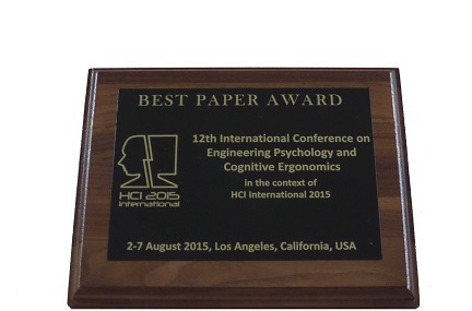 Engineering Psychology and Cognitive Ergonomics Best Paper Award. Details in text following the image.