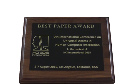 Universal Access in Human-Computer Interaction Best Paper Award. Details in text following the image.