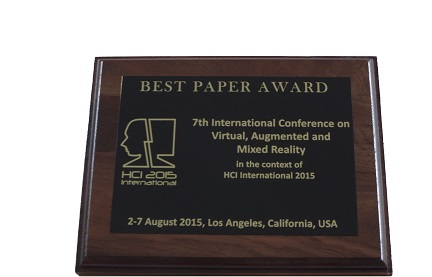 Virtual, Augmented and Mixed Reality Best Paper Award. Details in text following the image.