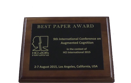 Augmented Cognition Best Paper Award. Details in text following the image.