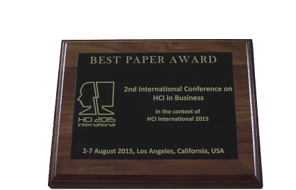 HCI in Business Best Paper Award. Details in text following the image.