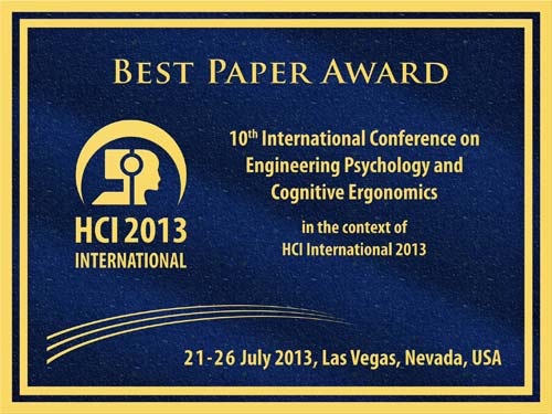 Engineering Psychology and Cognitive Ergonomics Best Paper Award. Details in text following the image.